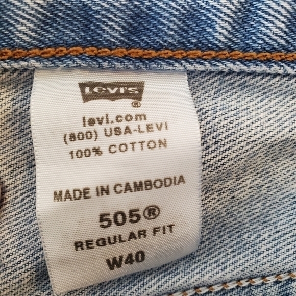 Vintage Levis 505 Jean Shorts Men's 40‎ Blue Red Tab Y2K Medium Wash - Picture 8 of 10